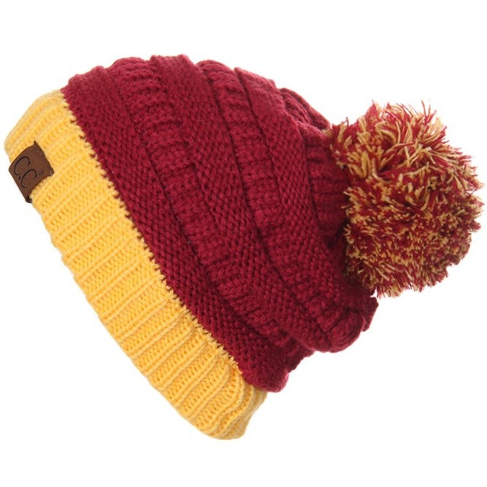 C.C University College Team Color Beanie Pom Hat